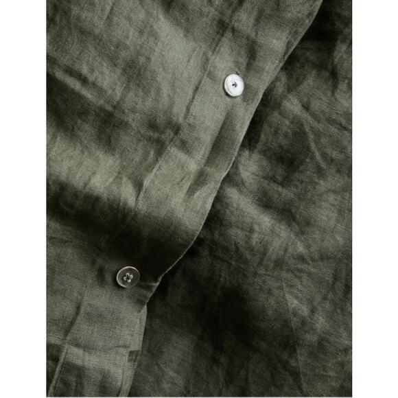 Quince European Luxury Minimalist Linen Duvet Cover Size King/Cal King Pine #K30 - Picture 1 of 3